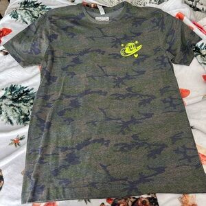 Green Camo Short Sleeve Tee with Neon Accents